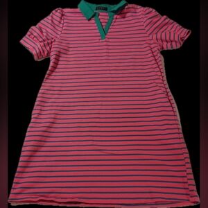 Zesica Casual Dress with Pink and Green Stripes